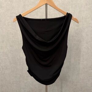 Black Draped Cowl Neck Tank Top - Women